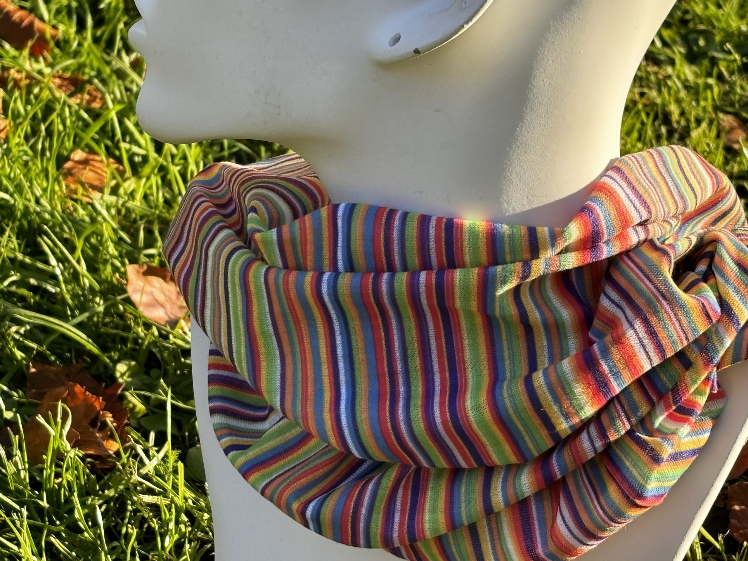 Round Square necktube buff - striped pattern - Image 3