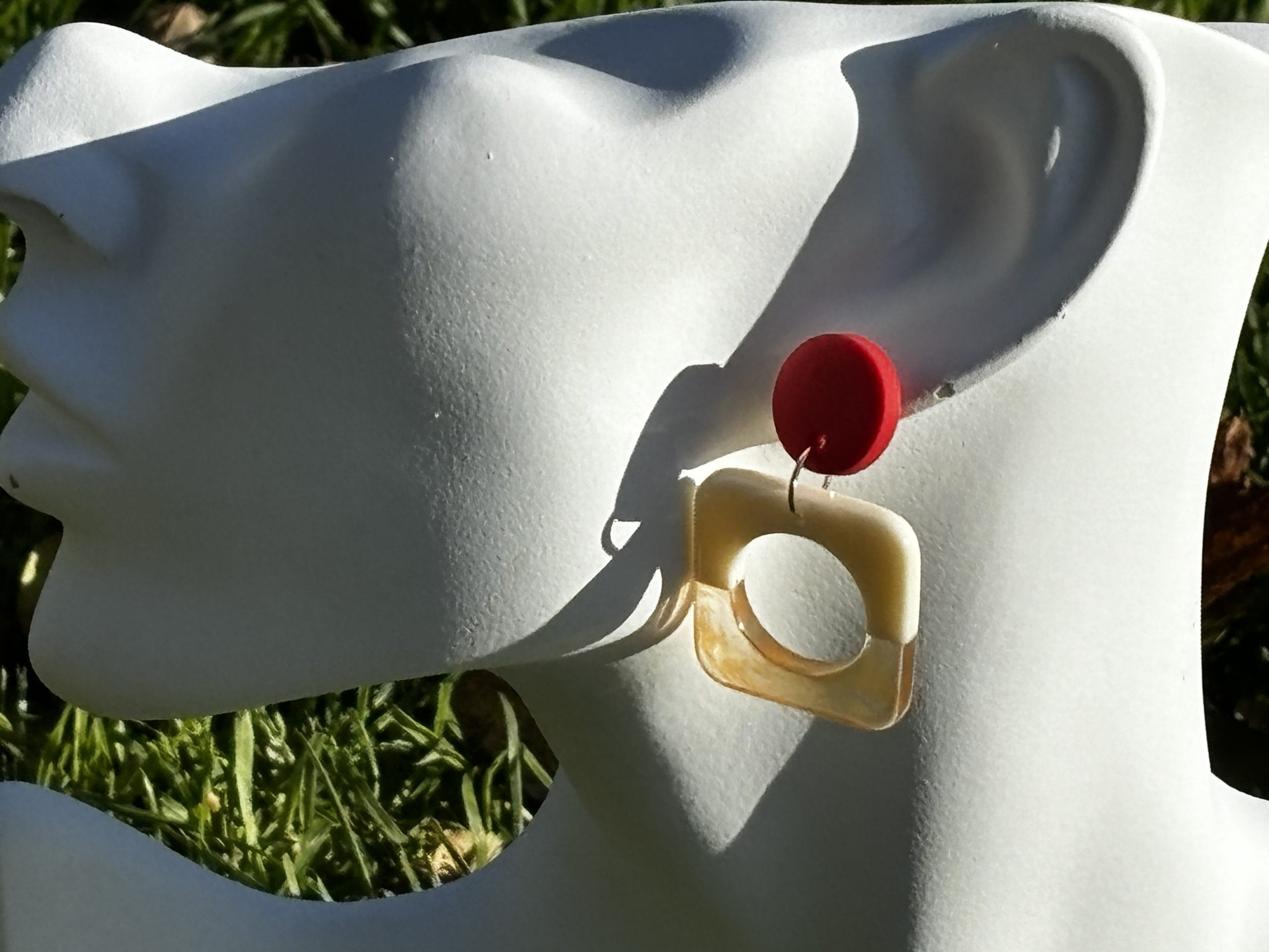 Round Square Earrings in Yellow - Image 2
